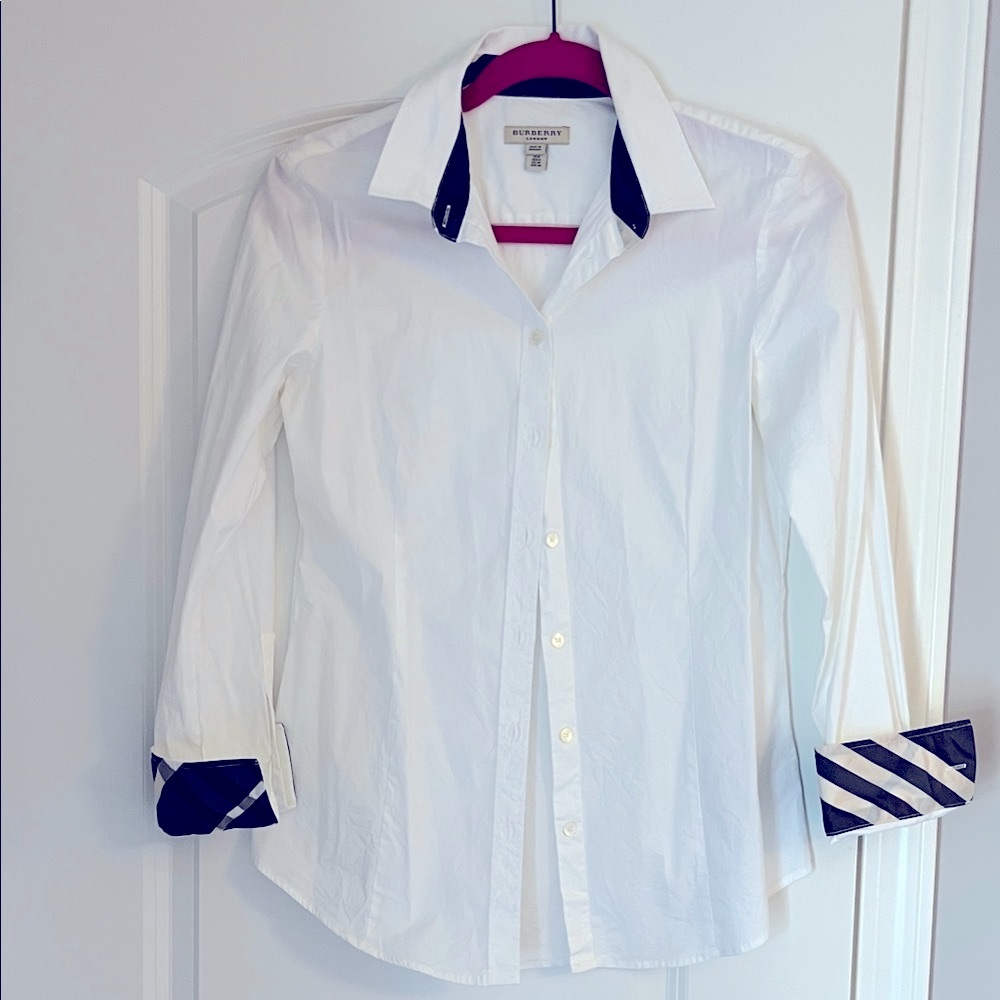 Burberry Brit White Stretch Cotton Long Sleeve Shirt
